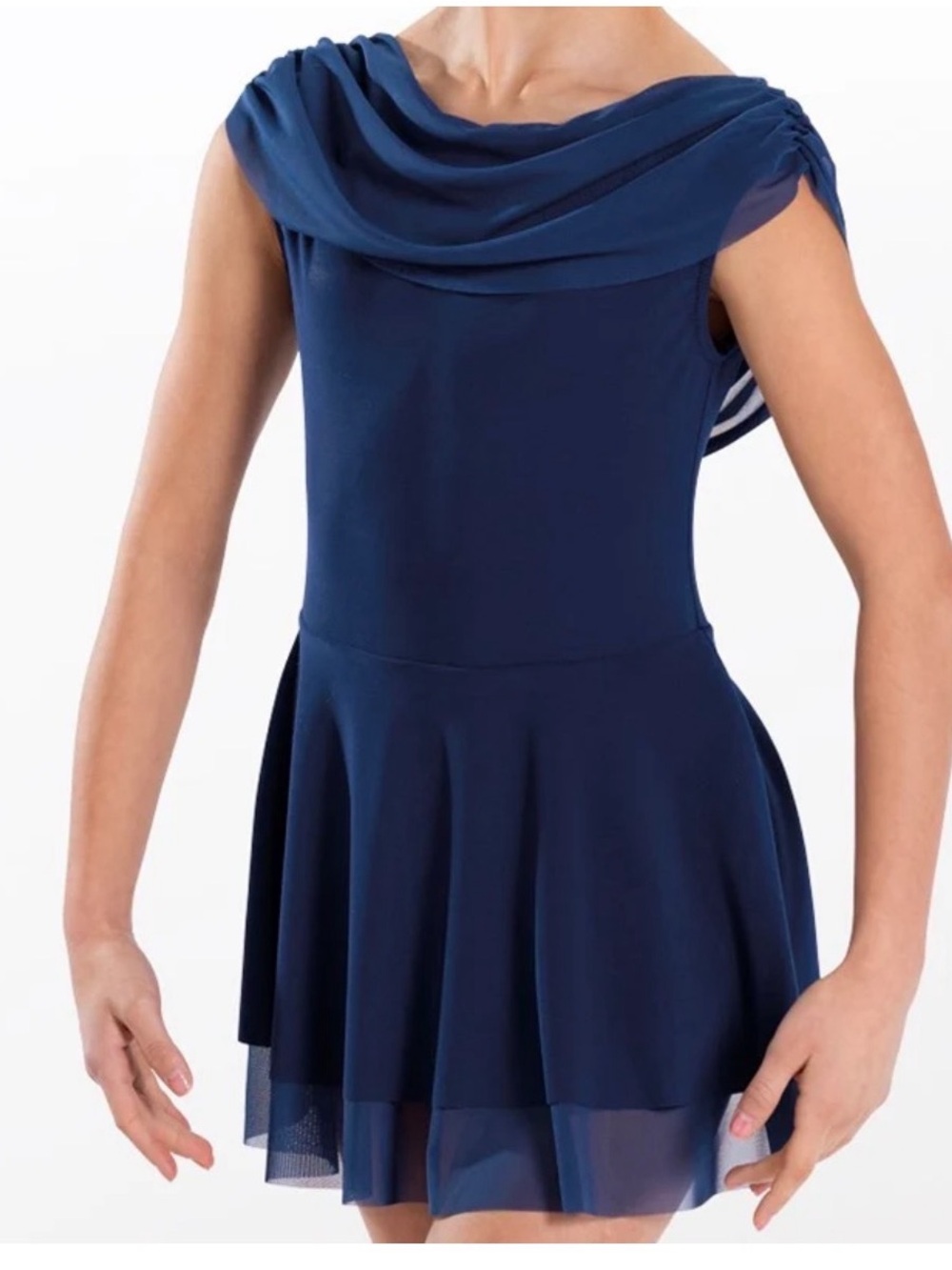 Weissman Navy Draped Shoulder Bellet/lyrical Costume